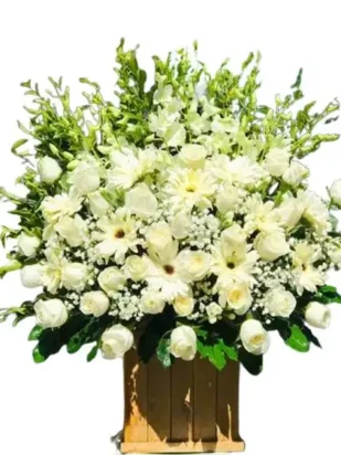 giỏ hoa viếng khói hương tưởng niệm