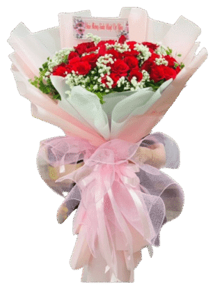 bó hoa hồng ánh hồng kim cương