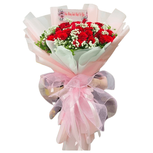 1160 bó hoa hồng ánh hồng kim cương