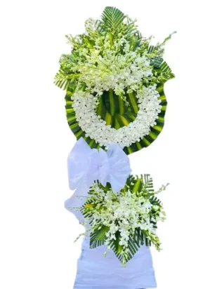 kệ hoa viếng lá rụng về cội