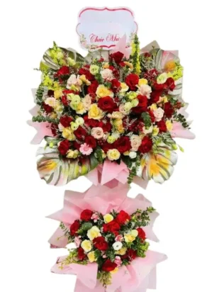 kệ hoa chúc mừng cánh cửa thịnh vượng