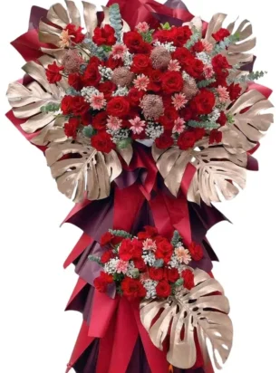 kệ hoa khai trương lộc đỏ ngập tràn