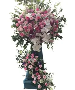 kệ hoa khai trương sắc hồng phát lộc