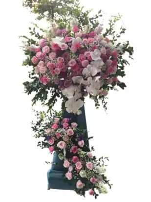 kệ hoa khai trương sắc hồng phát lộc