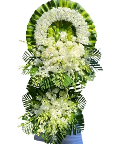 Kệ hoa viếng Chia Ly trong lệ