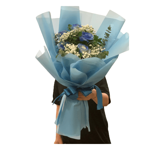 480 bó hoa hồng xanh và baby trắng