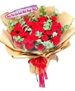 bó hoa hồng đỏ đóa hồng vàng son