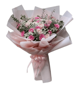 bó hoa hồng dạ tiệc sắc hồng