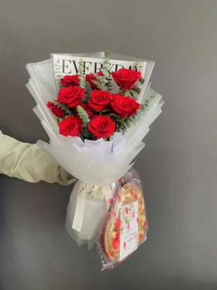 bó hoa hồng đỏ cực xinh