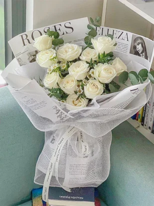 bó hoa hồng trắng gữi người thương