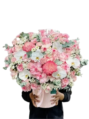 giỏ hoa nụ hôn nồng ấm