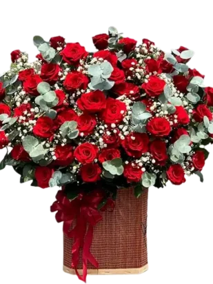 giỏ hoa hồng sắc màu cuộc sống