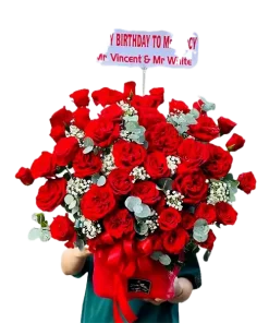 giỏ hoa hồng đỏ cao cấp