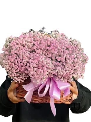 giỏ hoa baby hồng nhớ thương