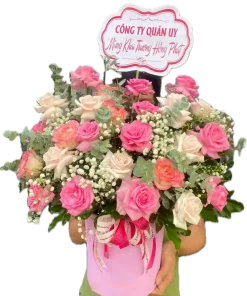 giỏ hoa sắc hoa vẹn toàn