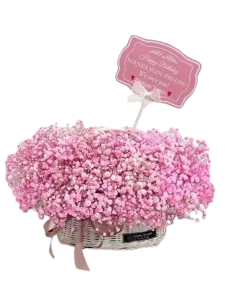 giỏ hoa baby hồng