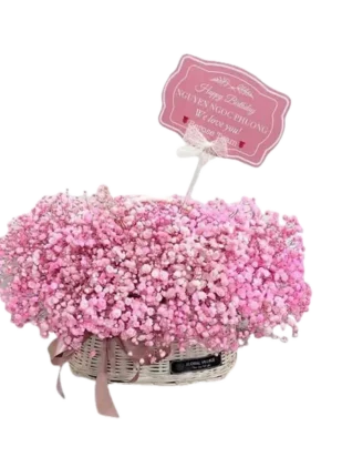 giỏ hoa baby hồng