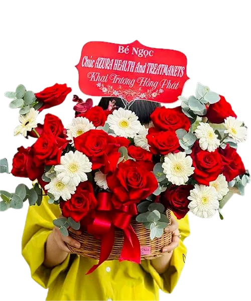 650 (14) ĐƯỢC XÓA NỀN giỏ hoa hồng dáng ngọc