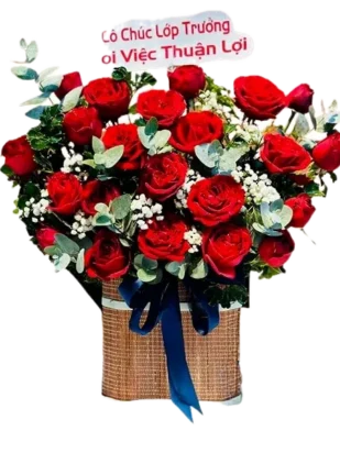 giỏ hoa hồng đỏ yêu thương