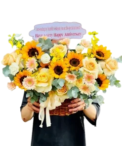 giỏ hoa nắng vàng rực rỡ