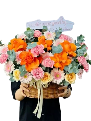 giỏ hoa chạm đến trái tim