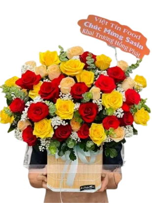 giỏ hoa chạm đến trái tim