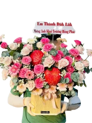giỏ hoa nhịp đập trái tim
