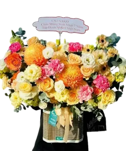 giỏ hoa đong đầy nghĩa tình