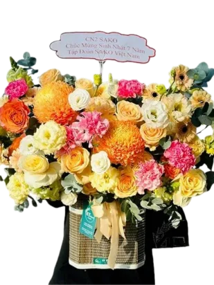 giỏ hoa tình yêu rực rỡ