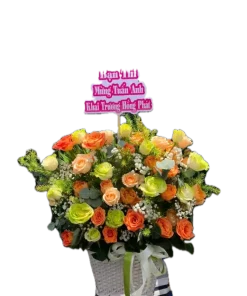 giỏ hoa hồng đa sắc