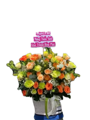 giỏ hoa hồng đa sắc