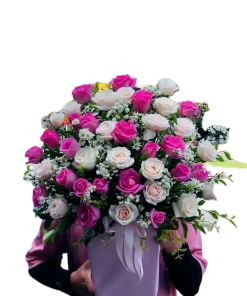 giỏ hoa hồng đa sắc huyền bí