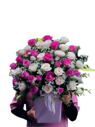 giỏ hoa hồng đa sắc huyền bí