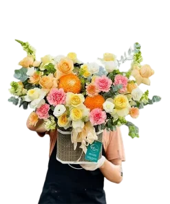 giỏ hoa mùa thu nhẹ nhàng