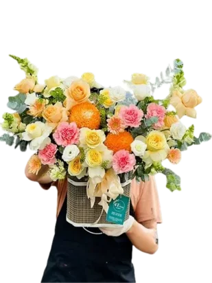 giỏ hoa mùa thu nhẹ nhàng