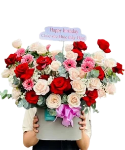giỏ hoa hạnh phúc đong đầy
