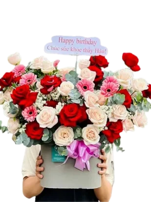 giỏ hoa hạnh phúc đong đầy