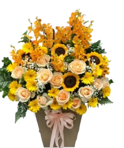 giỏ hoa ánh trăng vàng