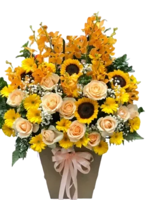 giỏ hoa ánh trăng vàng