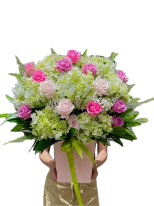 giỏ hoa bình minh xanh