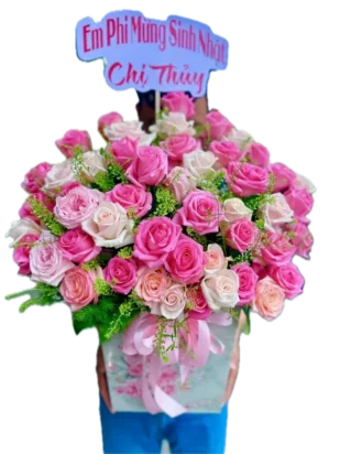 giỏ hoa dấu vết mùa xuân