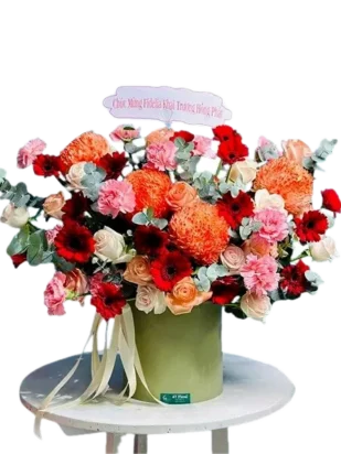 giỏ hoa tình xuân ấm áp