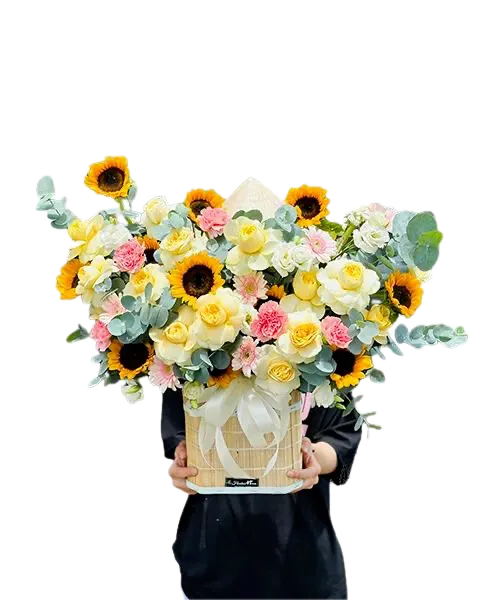 880 ĐƯỢC XÓA NỀN giỏ hoa mưa rơi nhẹ nhàng