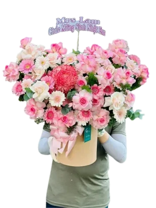 giỏ hoa niềm vui dịu dàng