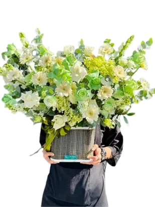 giỏ hoa trời trong xanh thắm