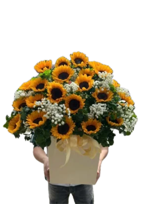 giỏ hoa hướng dương đẹp mê ly