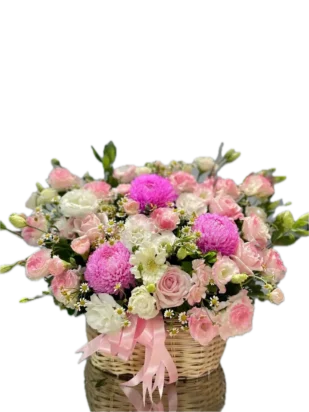 giỏ hoa hồng bình lặng