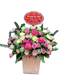 giỏ hoa hồng đa hương đa sắc