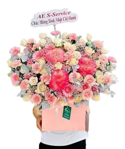 giỏ hoa hồng đậm tình sắc hoa