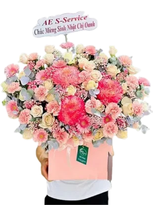 giỏ hoa hồng đậm tình sắc hoa